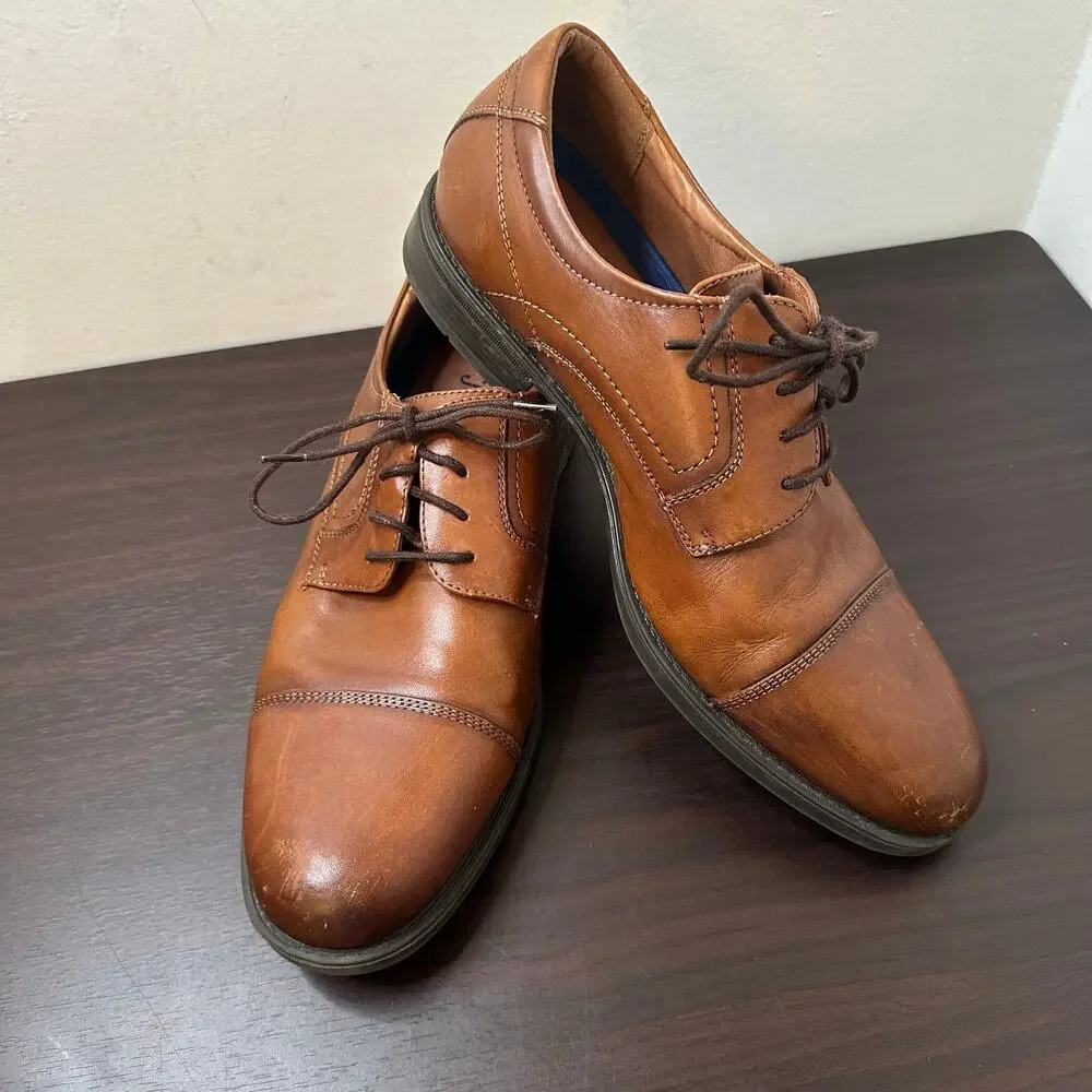 Florsheim Brown Leather Midtown Cap Toe Lace-Up Oxford Dress Shoes Size 10 Men's